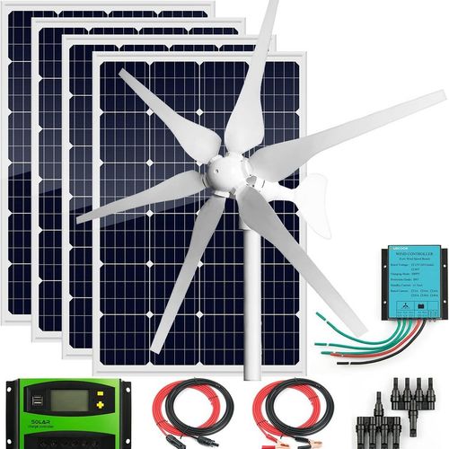AUECOOR 12볼트 880와트 태양광 패널 풍력 터빈 하이브리드 시스템 키트: 4장 120W 유리 단결정 +400W 발 12V-1120W Solar Wind Hybrid Kit