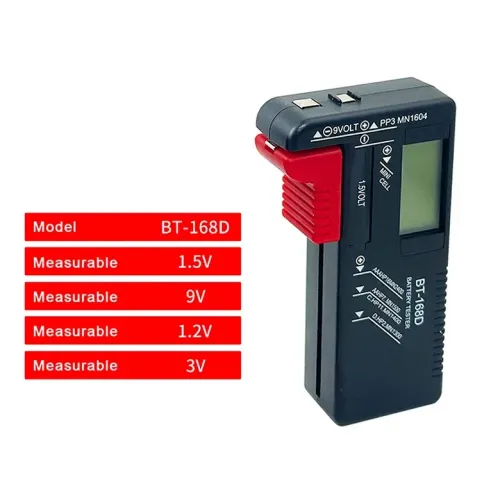 1PCS BT 168D 배터리 테스터 범용 디지털 LCD AA 9V 1.5V 버튼 셀 전압