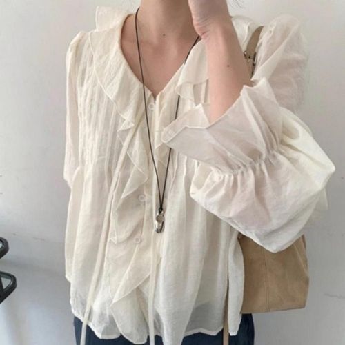 블라우스 셔츠 리본 쉬폰 프릴 핀턱 데일리 데이트룩 여성셔츠 리본블라우스