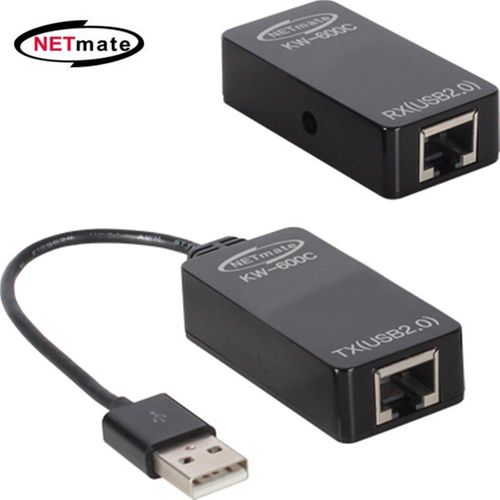강원전자 넷메이트 KW-600C USB 리피터 (USB2.0,RJ-45,50M,전원아답터포함), 1개