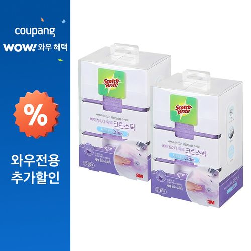 스카치브라이트 베이킹소다 톡톡 크린스틱 디스펜서 + 수세미 시트타입 본품 30p, 2개, 소(9 x 12 cm)