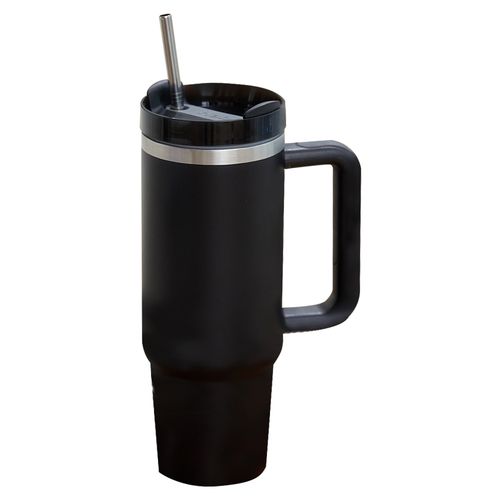 스테인리스 보온 보냉 사무실 차량용 대용량 빨대 텀블러, 887ml, 1개, Black