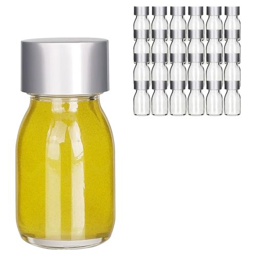 미르코리아 입구넓은 바이알 D형 미니 투명 유리병 실버캡, 25개, 30ml