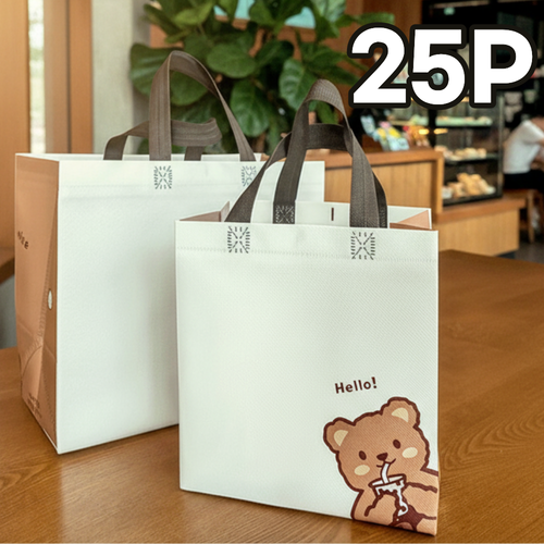 이지바이몰 부직포 선물 쇼핑백 가방, 25개, 화이트