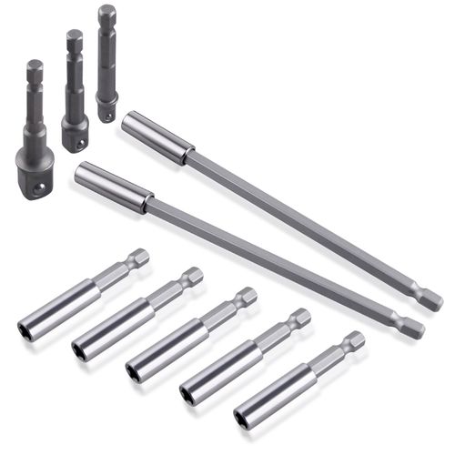 SPEEDWOX 10pcs 마그네틱 익스텐션 소켓 비트 홀더 세트 1/4인치 육각 전동공구용 2.4인치 + 6인치 마그네틱 비트 익스텐션 소켓 어댑터