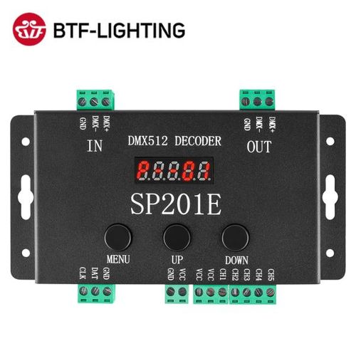 SP201E DMX512 LED 디코더 컨트롤러 5CH PWM SPI 픽셀 LED 조명 스트립 SK9822 WS2812B WS2811 5050 RGB RG
