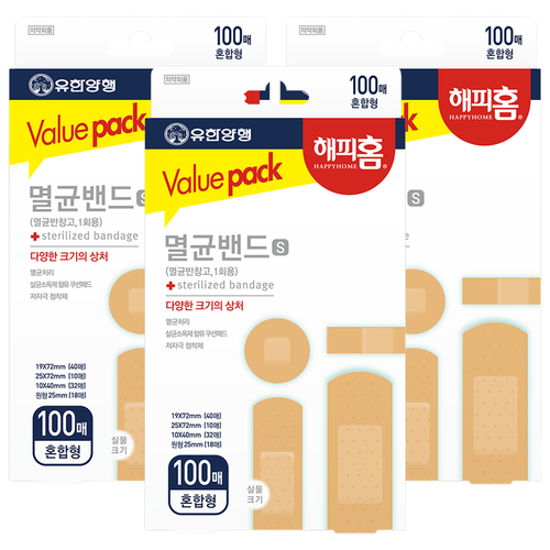 해피홈 멸균밴드 S 혼합형, 100개입, 3개