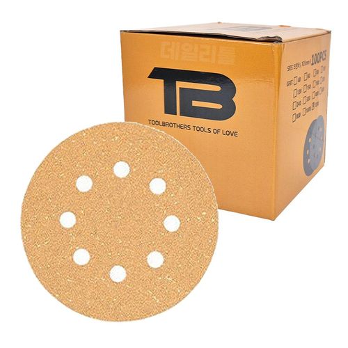 TB 5인치 125mm 8홀 원형 사포 100장 목심포함 전동 샌딩기 페파