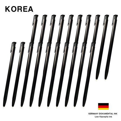 코리아 사각 니들펜 필기감좋은 초저점도 독일잉크 볼펜 0.7mm, 20개, 검정색