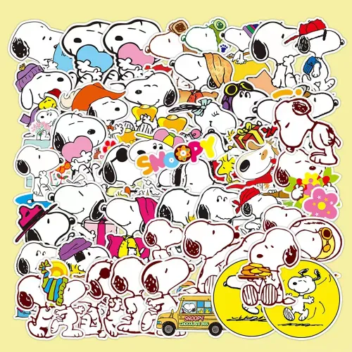 50pcs 스누피 애니메이션 스티커 방수 노트북 자전거 귀여운 팩 믹스 카와이 만화 데칼 장난감
