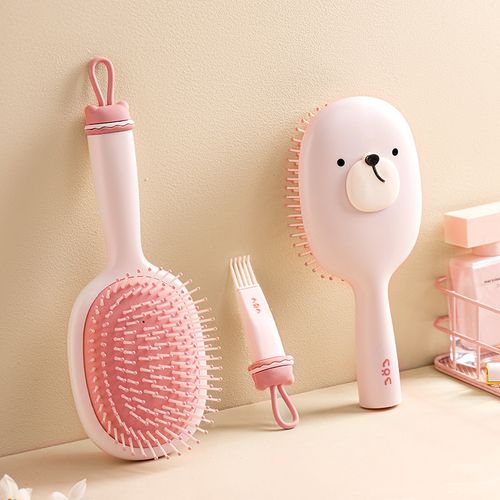 알로롱리빙 2in1 곰돌이 헤어브러시, 1개, 곰돌이핑크브러시