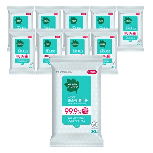 그린핑거 손소독 물티슈 휴대형, 20개입, 10개