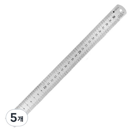 영바영 스테인레스 스틸 반영구 양면 직자 30cm, 실버, 5개