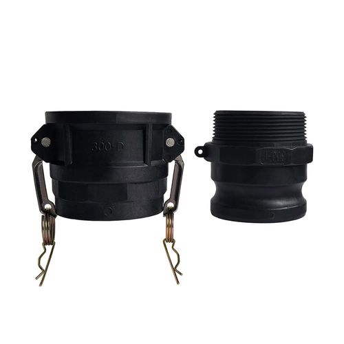 7.6cm(3인치) 캠록 피팅 타입 D & F 폴리프로필렌 캠 및 그루브 호스 키트, 암 수 x NPT 수, 커플링 포함