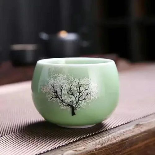 열 변색 컵 사쿠라 티 세라믹 쿵푸 차 일본식 가마 마스터 색상 변경