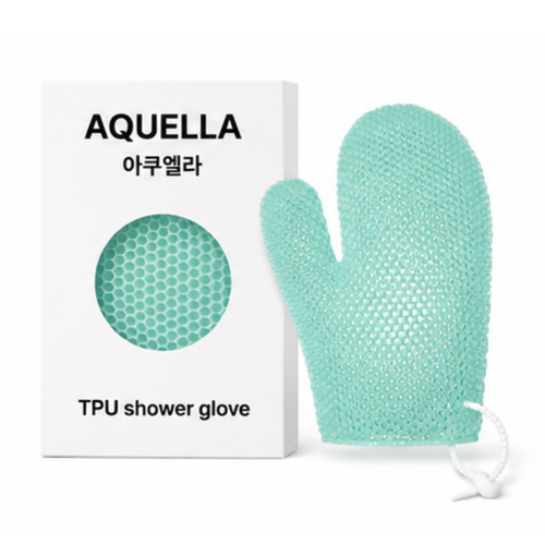 아쿠엘라 TPU 벌집 프리미엄 샤워 글러브 저자극 부드러운 각질관리 빠른건조 반영구사용 목욕타올, 1개, 1개입, 민트