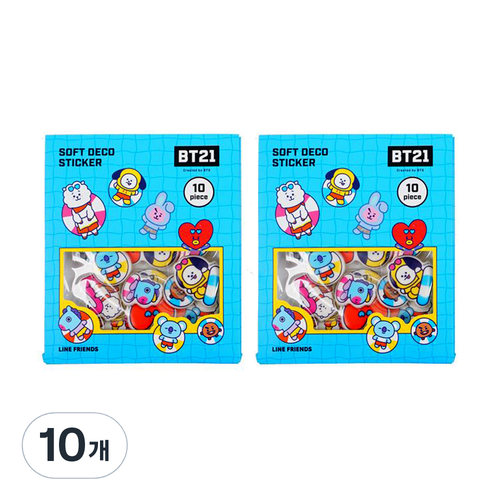 BT21 엠보플레이크 스티커, 썸머, 10개