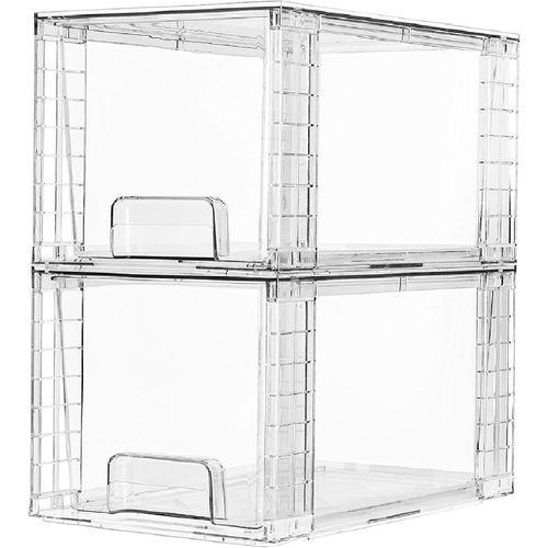 Vtopmart 다용도 적층형 수납함 아크릴 서랍형 조립형 정리함, 2개, 투명