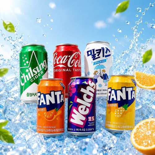 탄산음료 코카콜라 밀키스 칠성사이다 환타 오렌지 파인애플 웰치스 355ml 6종 1개씩 총6개입