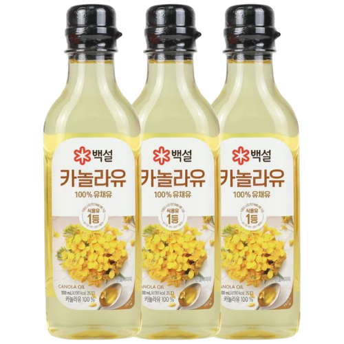 백설 카놀라유 500ml 벌크 식용유, 3개