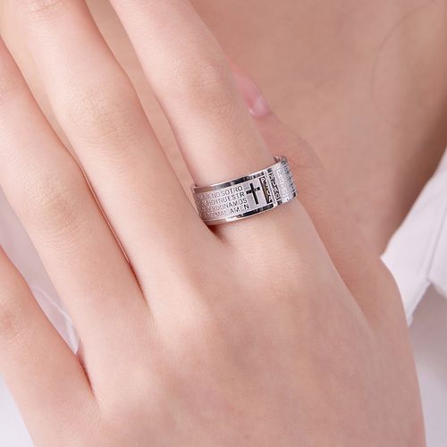 VARAM 써지컬316L스틸 8mm 써지컬스틸 레터링 주기도문 성경반지