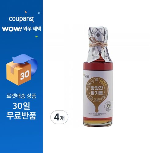 대전기름집 60년전통 % 국산참기름, 180ml, 4개