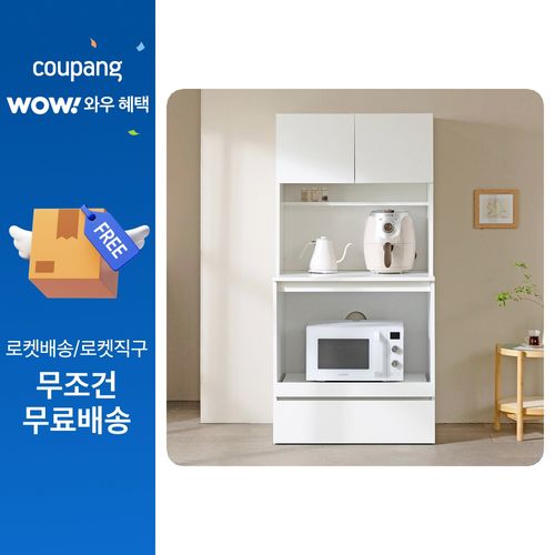 웰퍼니쳐 무토 올인원 키 큰 전자렌지 수납장 주방 선반 찬장 렌지대 밥솥 오븐 진열장 화이트, 무토 렌지대_600 SET