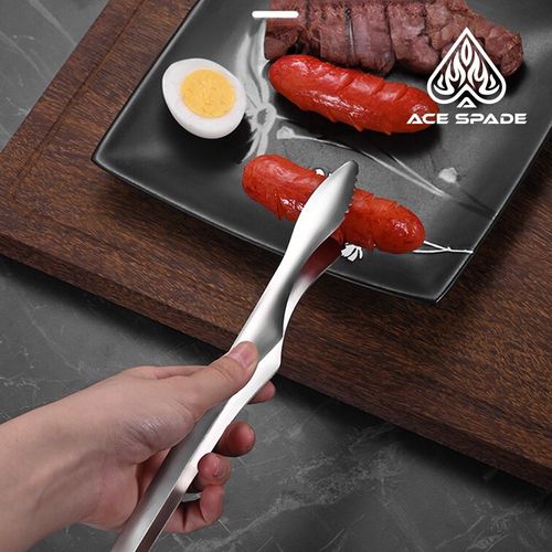 에이스스페이드 스테인리스 고기집게 bbq 캠핑 집게, 1개, 실버
