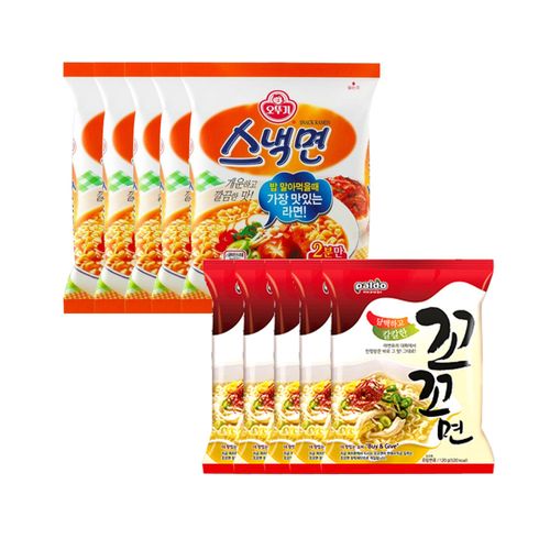 오뚜기 스낵면 5개 + 팔도 꼬꼬면 5개