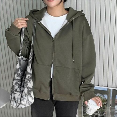 집업 무지 후드 베이직 2way 여자 지퍼 아우터 데일리 모자맨투맨 후드맨투맨 후디