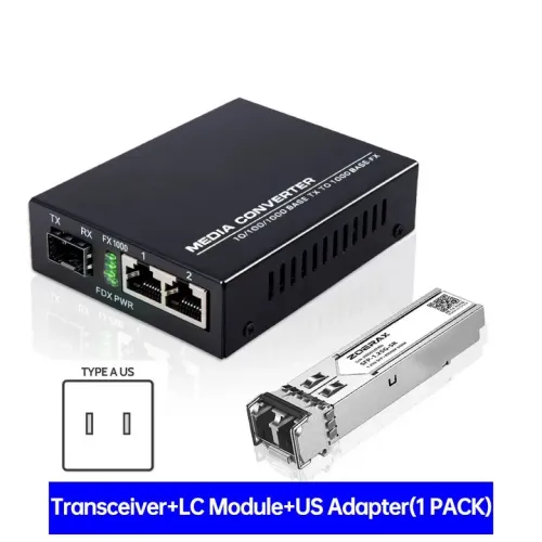 Natalink 기가비트 광섬유 미디어 컨버터 1 SFP 포트 2 RJ45 이더넷 트랜시버 1.25G LC 멀티모드
