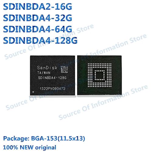 SDINBDA4-128G SDINBDA4 128G eMMC BGA153 128GB 휴대폰 낸드 플래시 메모리 IC 스토리지 칩 납땜 볼 핀 로트당 1 개