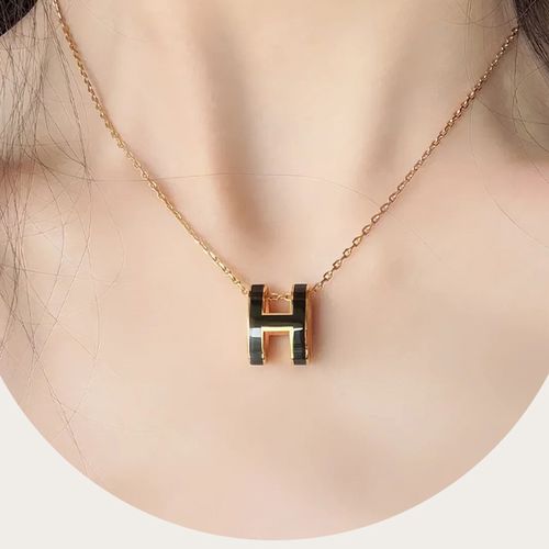 14K 도금 여성 블랙 H 럭셔리 목걸이 생일선물 TZX-CH0266