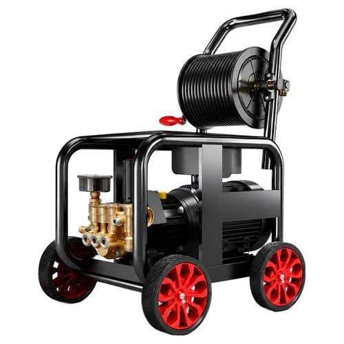 하수젯 고압세척기 40m호스 110mm 배관 3.8KW 250bar 하수구 배관뚫는기계 자동체 세차 스프레이건, 블랙, 3.8kw, 40m호스