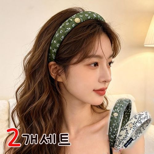 RUNYAYA 잔꽃 무늬 헤어밴드 1+1 예쁜 우아한 여성 머리띠 얼굴작은 보이는 스펀지 머리 밴드