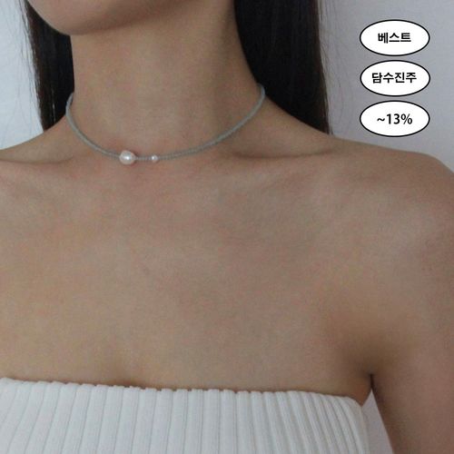 식품닷 콜리스카이 목걸이 Cauli sky Necklace 블루목걸이 민트목걸이 진주목걸이 담수목걸이 심플목걸이 여름목걸이 바닷가 블루 민트 원석 민트코어