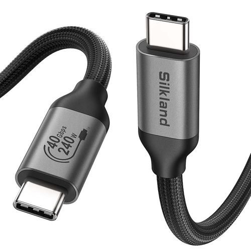 실크랜드 USB4.0 케이블 C타입-C타입 USB-if 인증 썬더볼트3/4 호환 240W 40Gbps 고속충전 데이터 케이블, 1개, 블랙, 1.2m