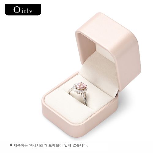Oirlv 보석 상자 LOGO제작가능 보석 정리함 반지 귀걸이 목걸이 펜던트 팔찌 보관함 포장 상자 선물 케이스 결혼식용, 벨벳/PU 가죽 둥근 모서리 보석 보관함 하얀색