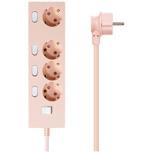 파워존 4000W 고용량 웨이브 개별스위치 과부하차단 4구 멀티탭 콘센트 50cm 1.5m 3m 5m 7m, 개별스위치 4구50cm 파스텔핑크, 1개