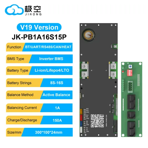 JK V19BMS PB1A16S15P 7.04.3LCD 리튬인산철(LiFePO4) 리튬이온 LTO 인버터 스마트 8S 16S 24V 가정용 에너