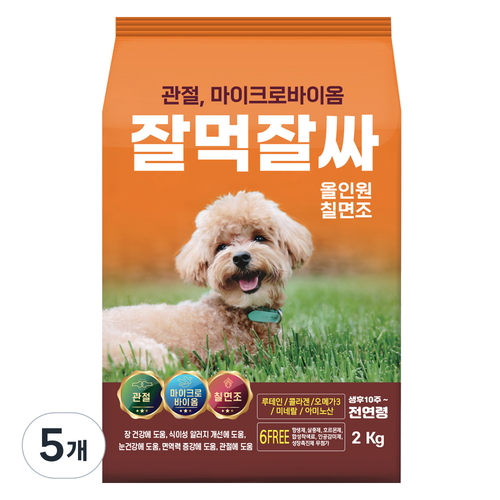 잘먹잘싸 강아지 건식사료, 칠면조, 2kg, 5개