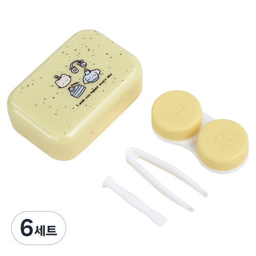 라피던트 포켓 프렌즈 렌즈 케이스 + 집게 + 뽁뽁이 세트, 노랑, 6세트