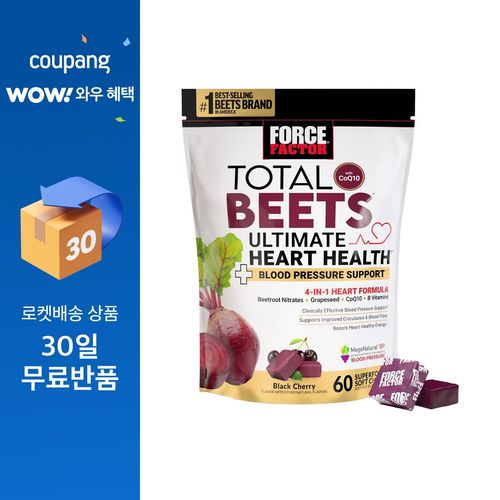 포스팩터 토탈 비트 4-in-1 포뮬러 코엔자임큐텐 포함 블랙 체리 플레이버 소프트 츄, 1개