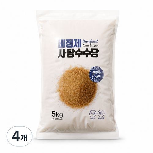비정제원당 사탕수수 원당 지퍼백, 5kg, 4개