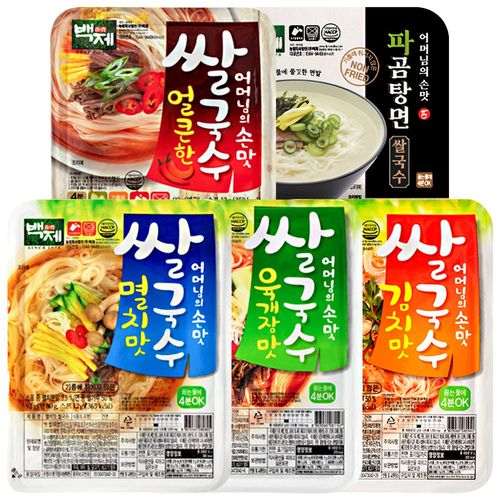 백제 쌀국수 5종 12개입 (멸치맛4 + 파곰탕면2 + 육개장2 + 김치맛2 + 얼큰한맛2)