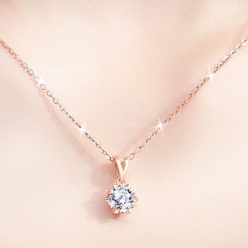 Youmi 여성 14K 도금 목걸이 + 2캐럿 다이아몬드 펜던트 SE06