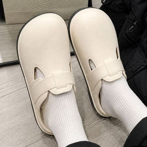 여성 둥근 쉐입 심플 슬리퍼 1켤레 데일리 귀여운 신발 캐주얼 실내화 앞코막힌슬리퍼