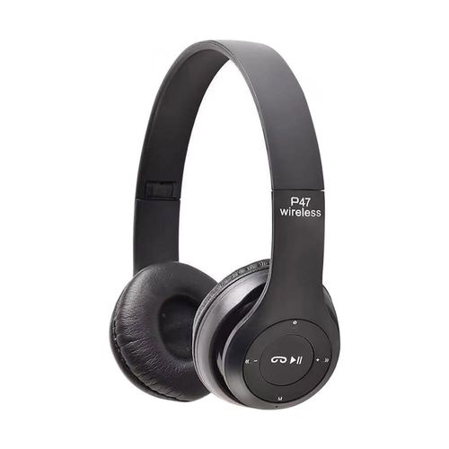 스테레오 P47 무선 헤드폰 Bluetooth 5.0 이어폰 접이식베이스 헬멧 지원 마이크 헤드셋이있는 모든 전화 PC 용 SD 카드