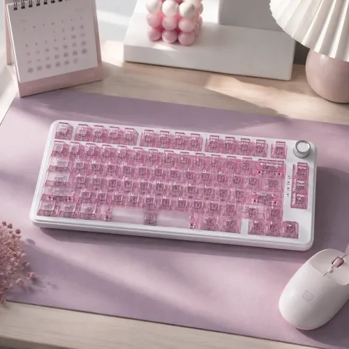 132키 레드 풀 투명 PC 키캡 더블샷 크리스탈 키캡 체리 프로파일 (체리 MX 스위치용) 기계식 키보드