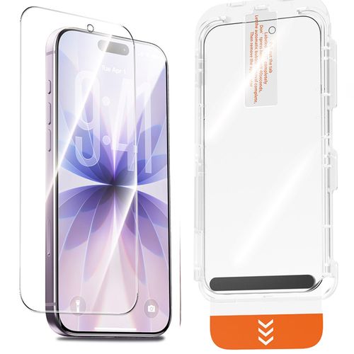 YOOVEI 호환 애플 아이폰 17 프로맥스 액정 보호필름 16 pro max 고화질투명 강화유리 필름 자동먼지제거 부착키트 2매, 2세트